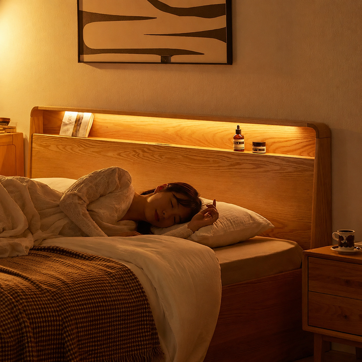 Luna Storage Wood Bed