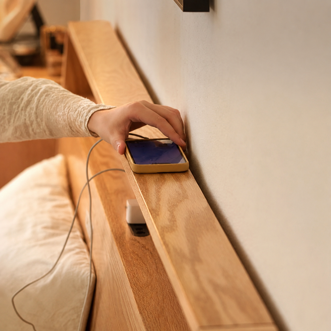 Luna Storage Wood Bed