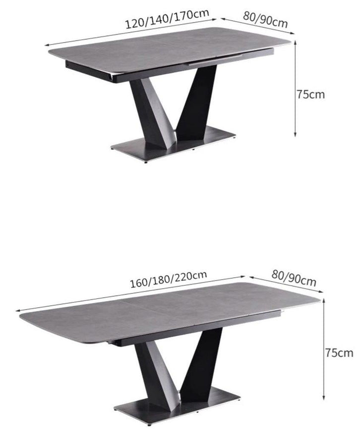 CORVAN Modern Sintered Stone Extendable Dining Table