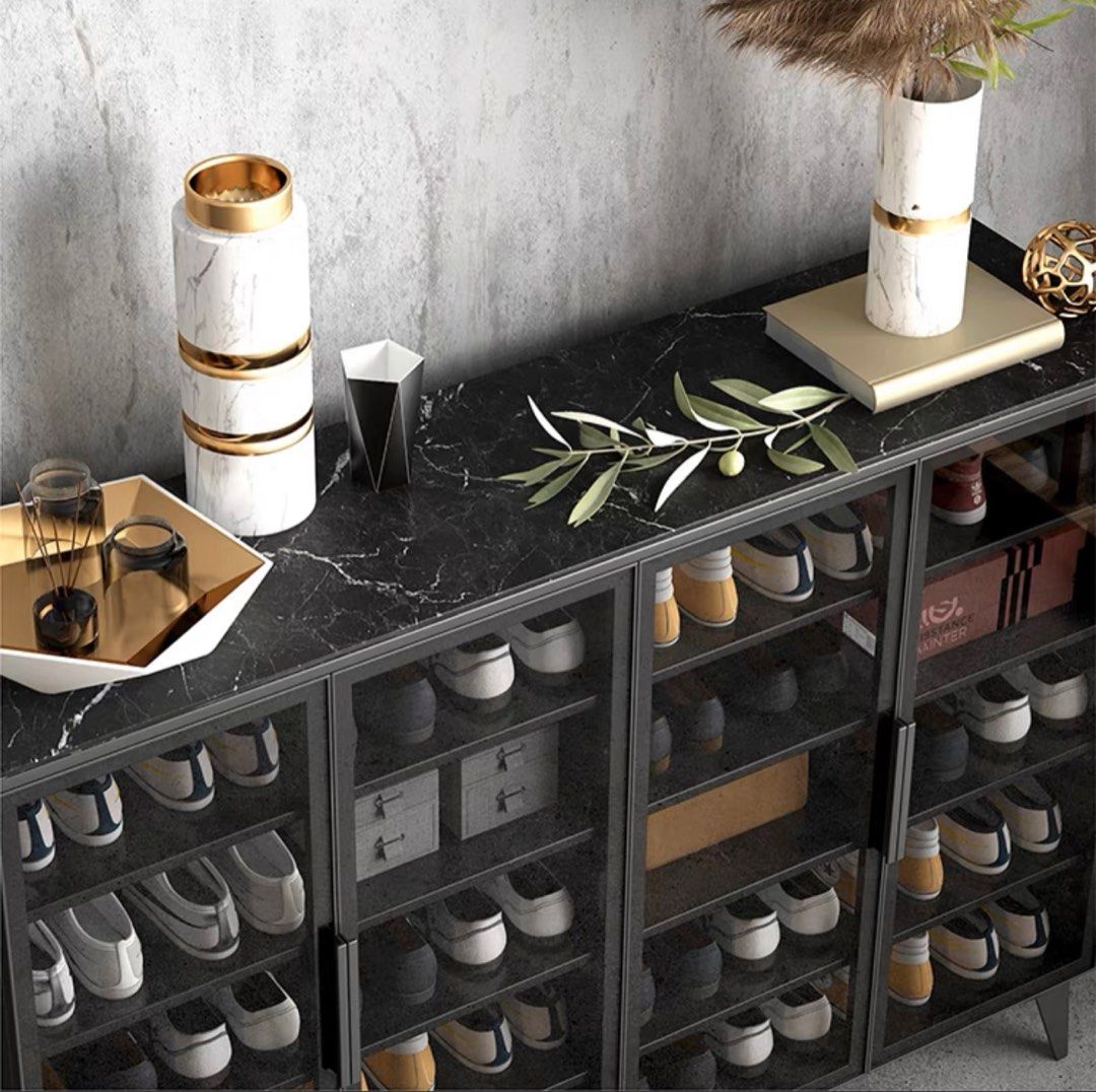 GLENO Modern Glass Shoe Cabinet