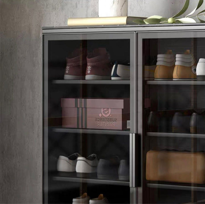 GLENO Modern Glass Shoe Cabinet