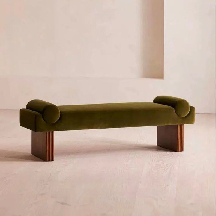 KAVEN Ashwood Velvet Bench - Exclusivia