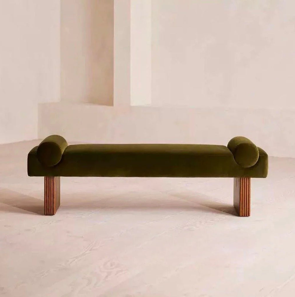 KAVEN Ashwood Velvet Bench - Exclusivia