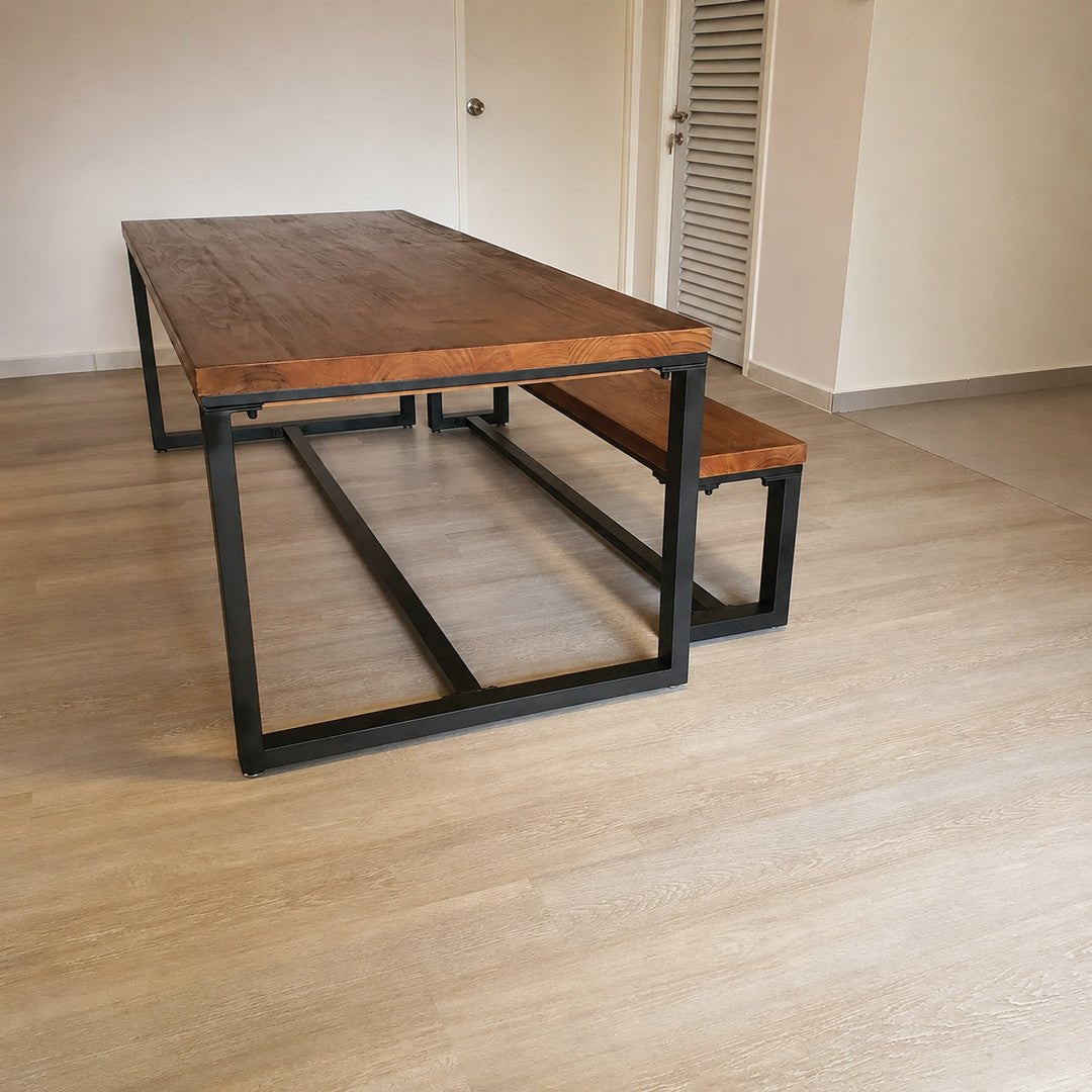 KRON Industrial Pine Wood Dining Table - Exclusivia