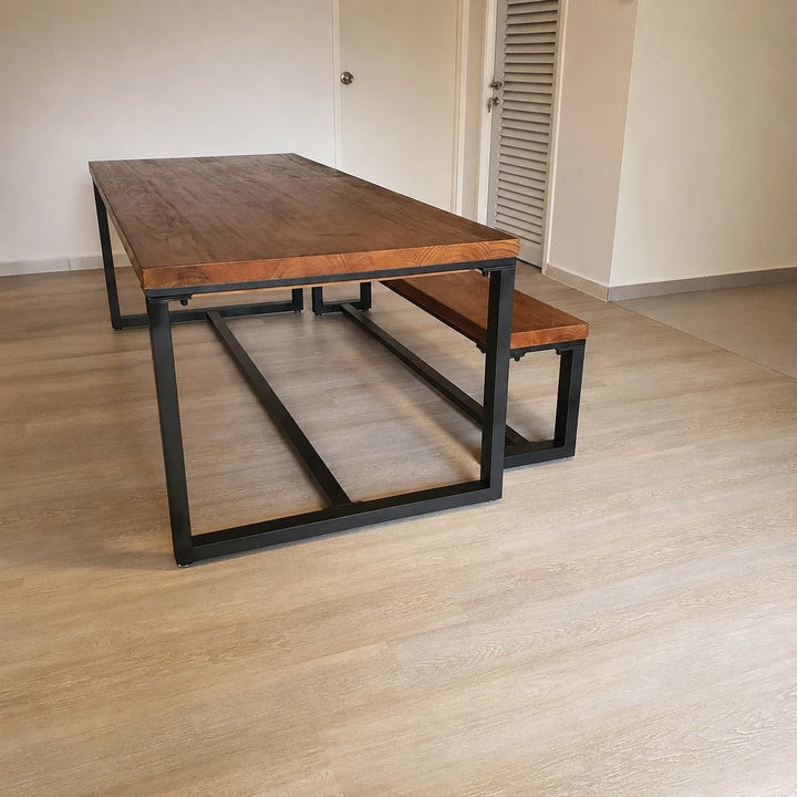 KRON Industrial Pine Wood Dining Table - Exclusivia