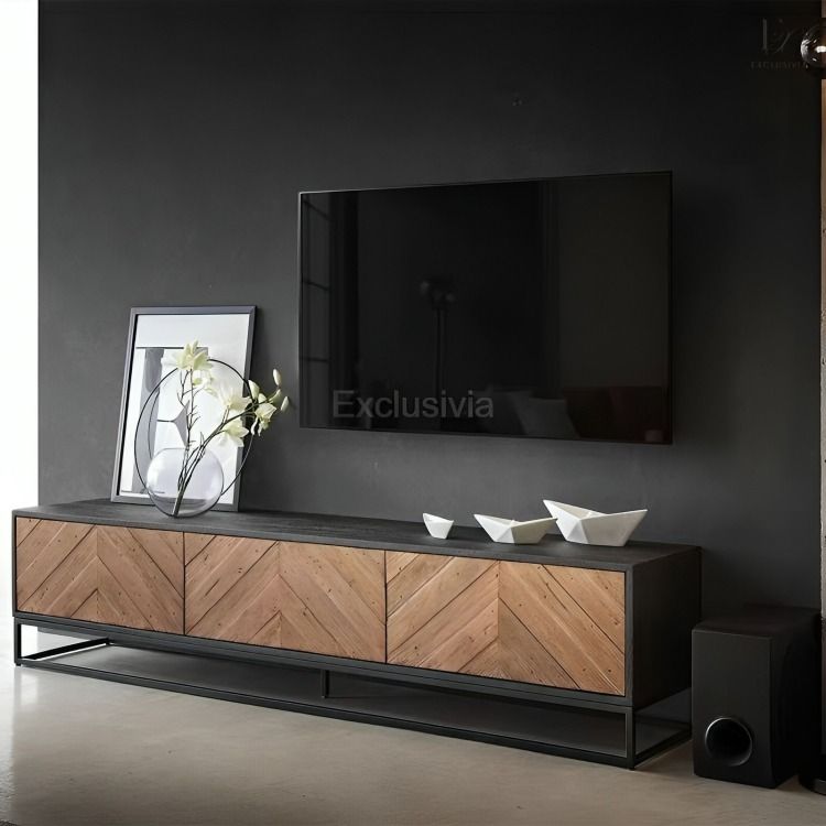 KRUKA Industrial Solid Wood TV Console - Exclusivia