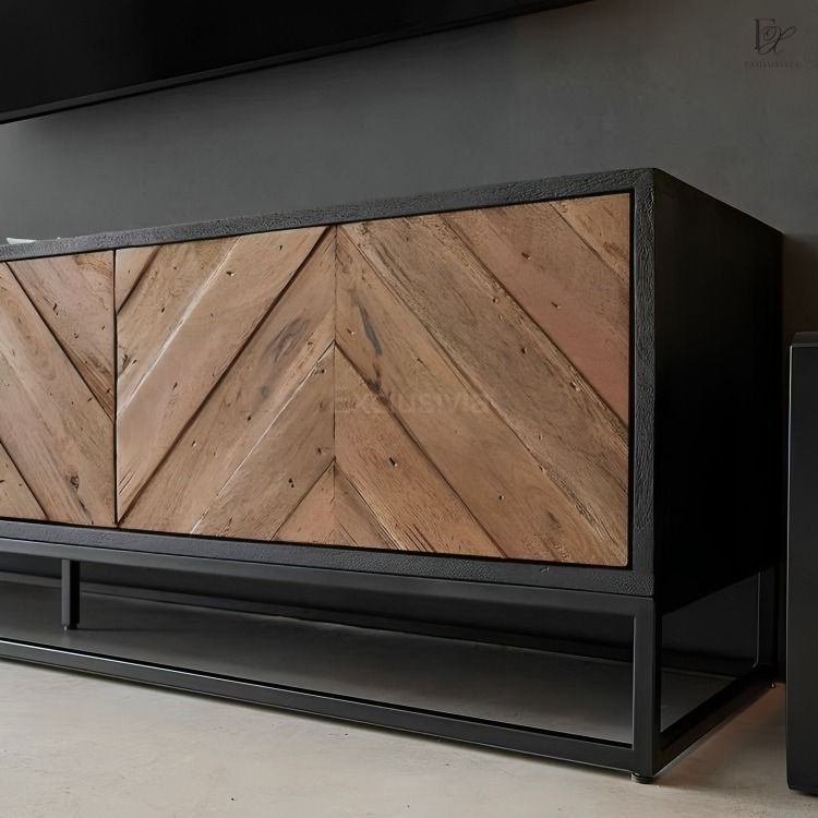 KRUKA Industrial Solid Wood TV Console - Exclusivia