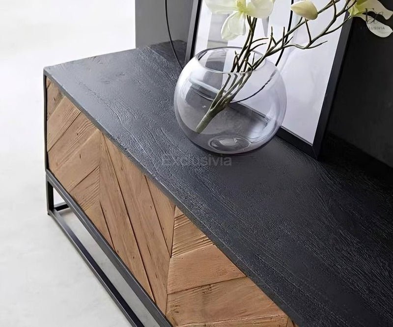 KRUKA Industrial Solid Wood TV Console - Exclusivia