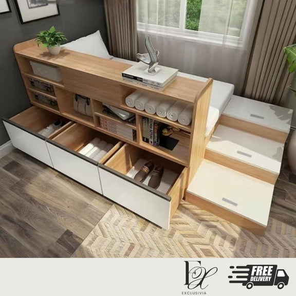 KYOTO Solid Wood Japanese Platform Storage Bed, Bedroom - Exclusivia