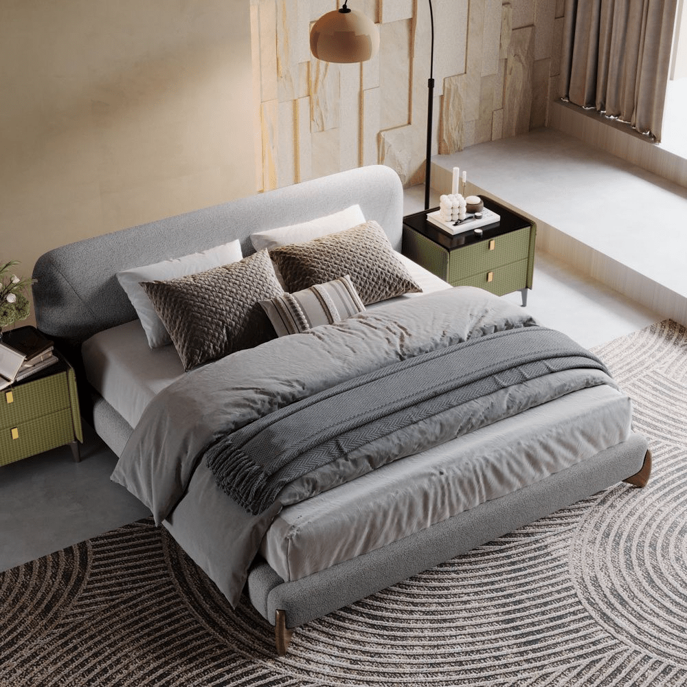 Lambra Bouclé Upholstered Bed - Exclusivia