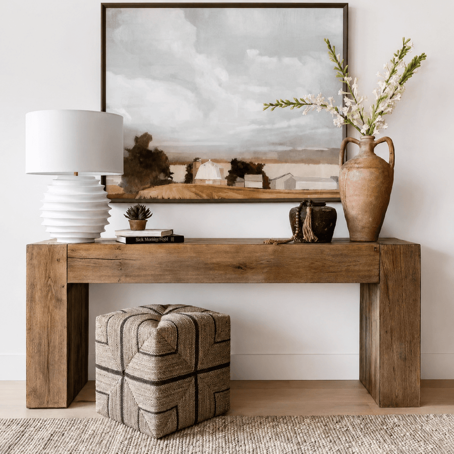LARA Rustic Pine Wood Console Table - Exclusivia