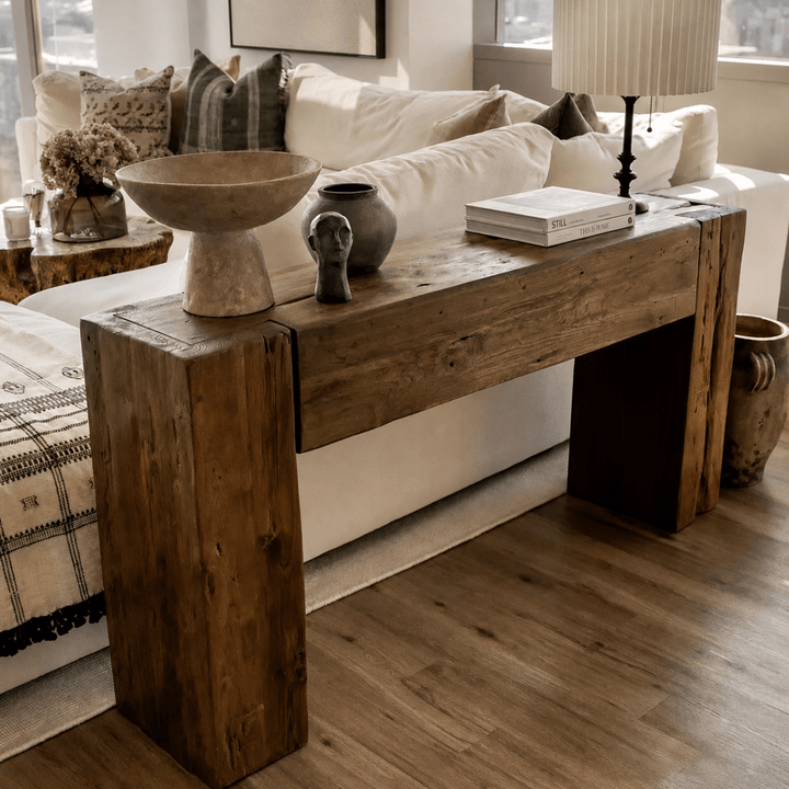 LARA Rustic Pine Wood Console Table - Exclusivia