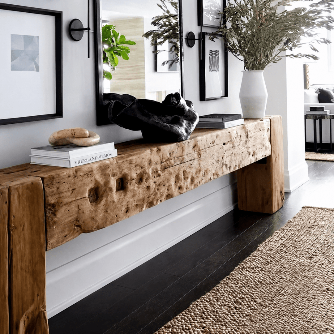 LARA Rustic Pine Wood Console Table - Exclusivia