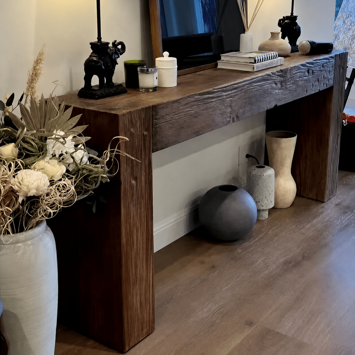 LARA Rustic Pine Wood Console Table - Exclusivia