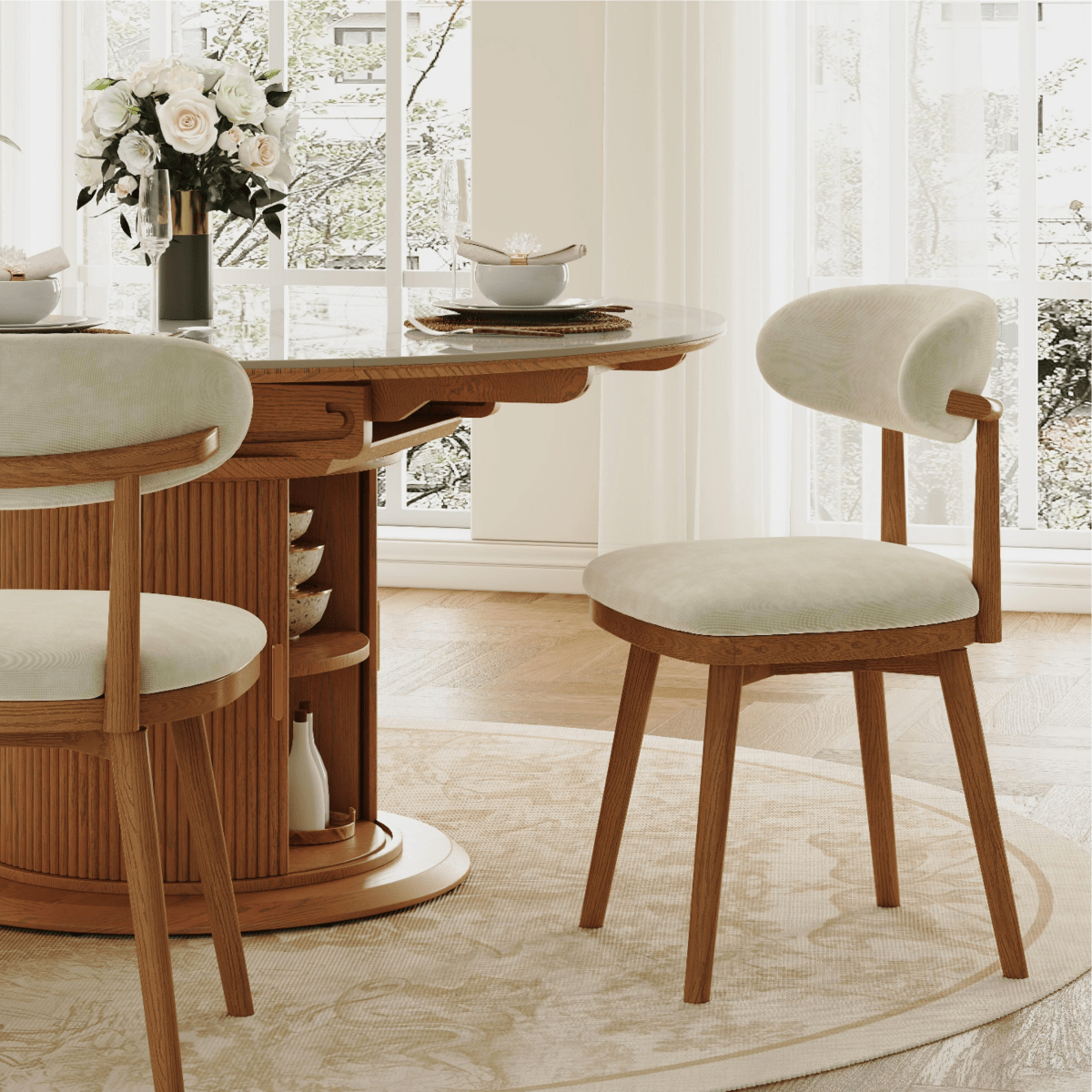 Lawson Mid - Century Swivel Dining Chairs – Set of 2 - Exclusivia