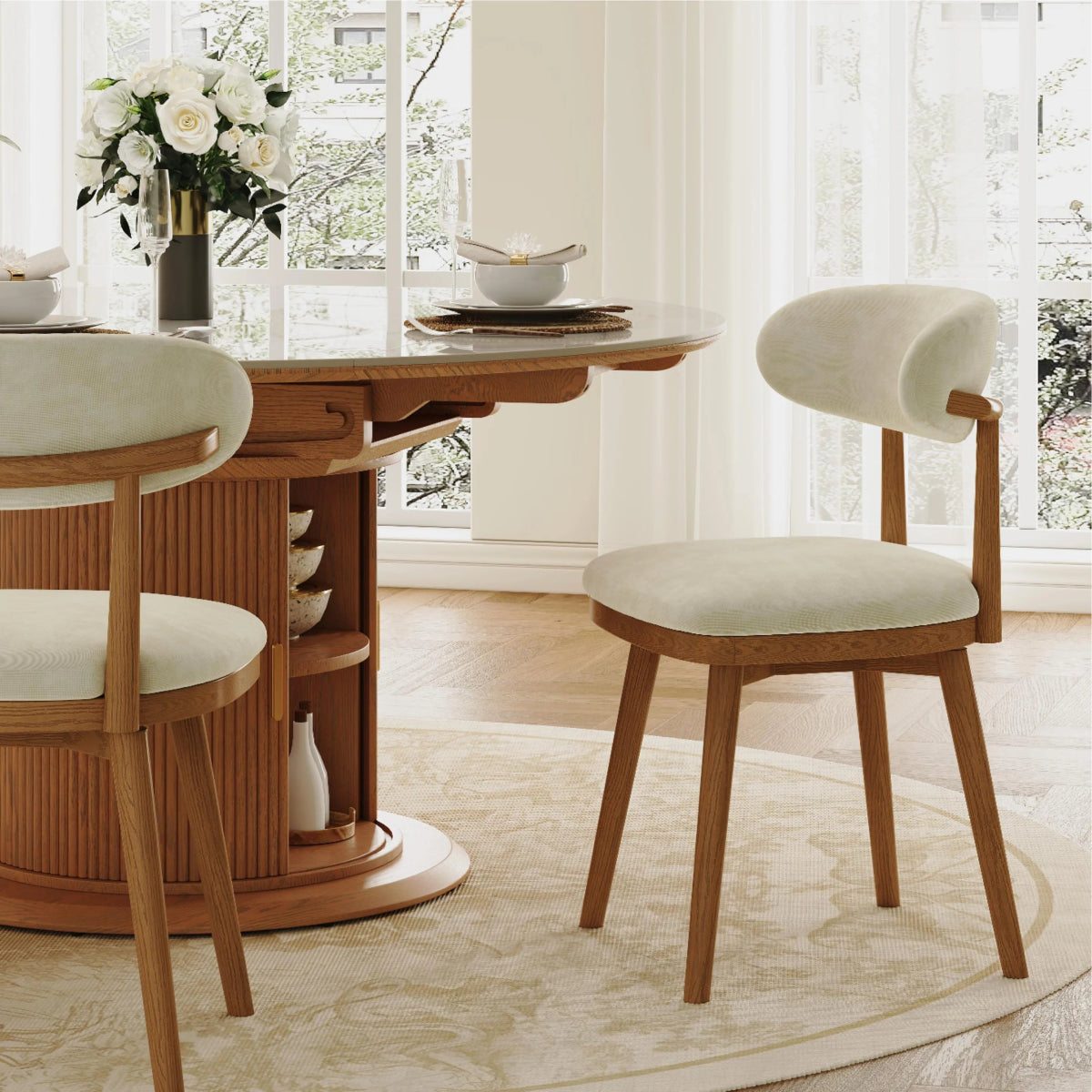 Lawson Mid - Century Swivel Dining Chairs – Set of 2 - Exclusivia