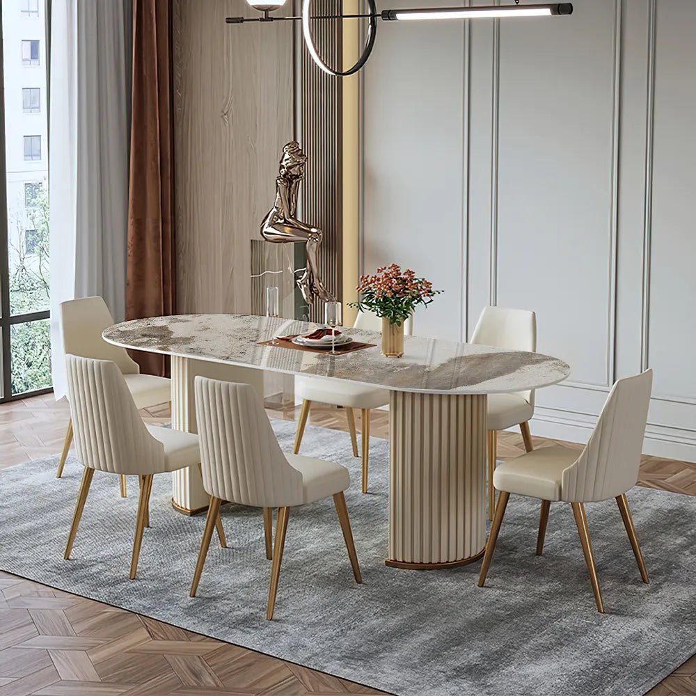 Lira Glossy Sintered Stone Dining Table - Exclusivia