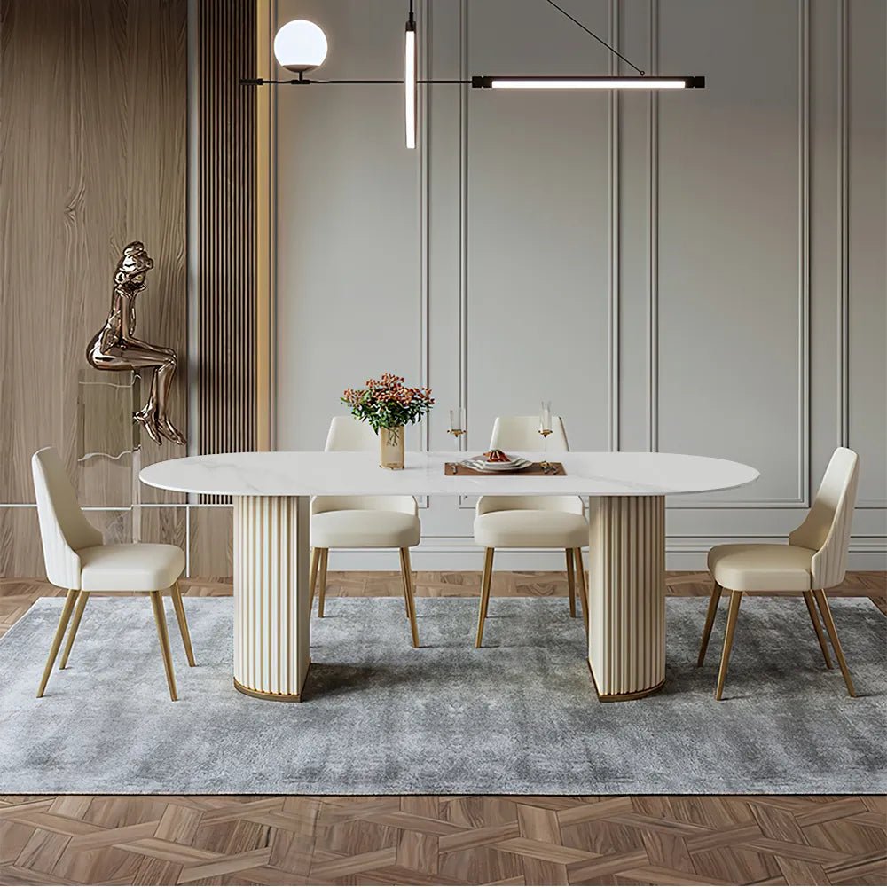 Lira Glossy Sintered Stone Dining Table - Exclusivia