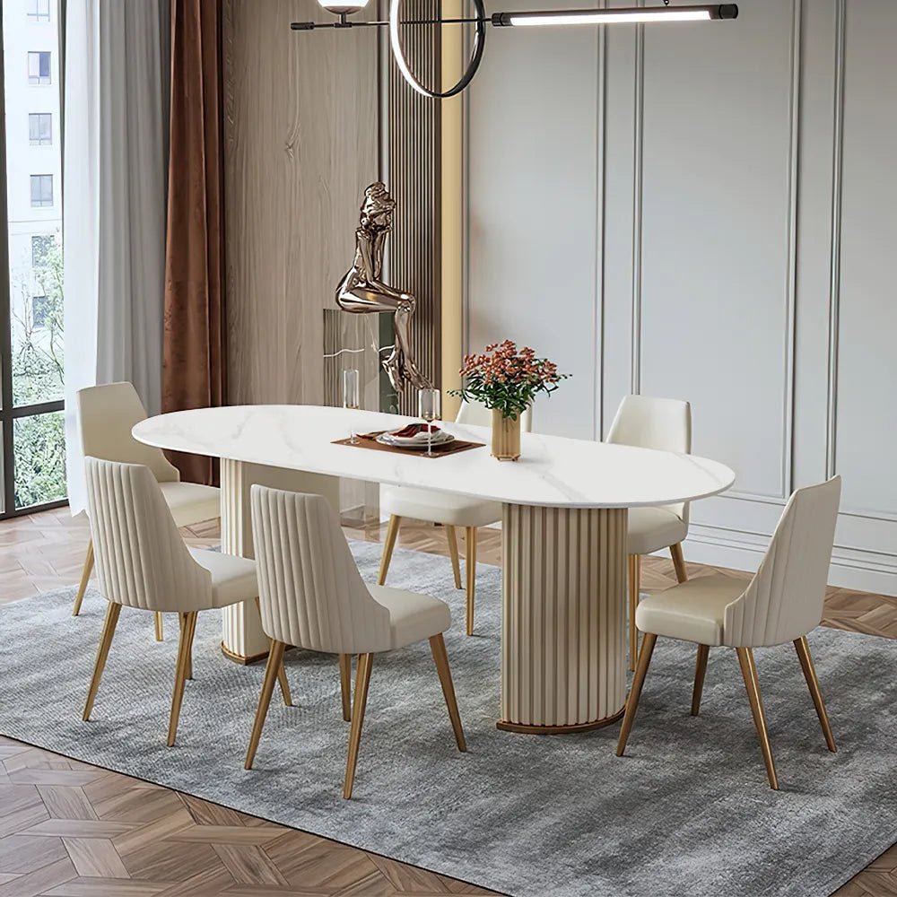 Lira Glossy Sintered Stone Dining Table - Exclusivia