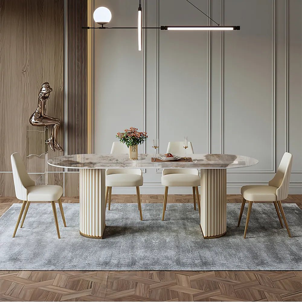 Lira Glossy Sintered Stone Dining Table - Exclusivia