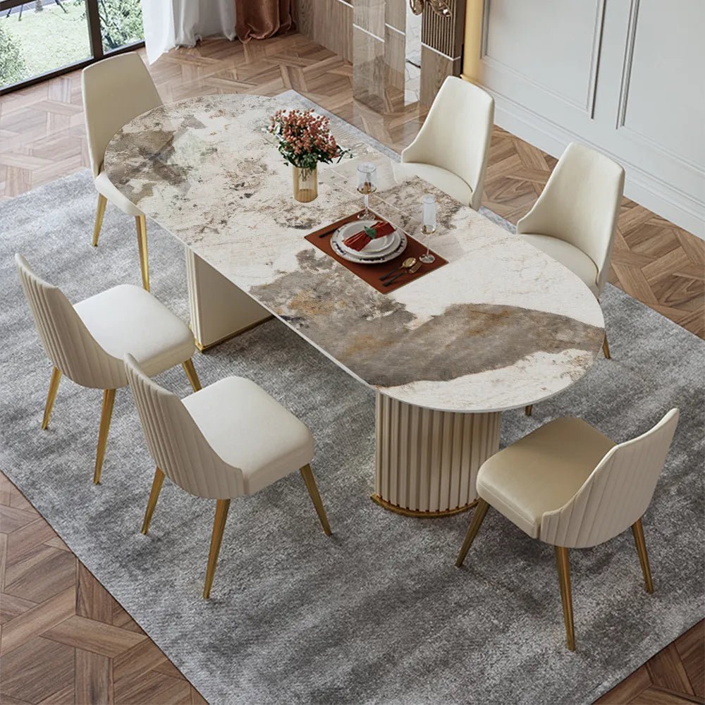 Lira Glossy Sintered Stone Dining Table - Exclusivia