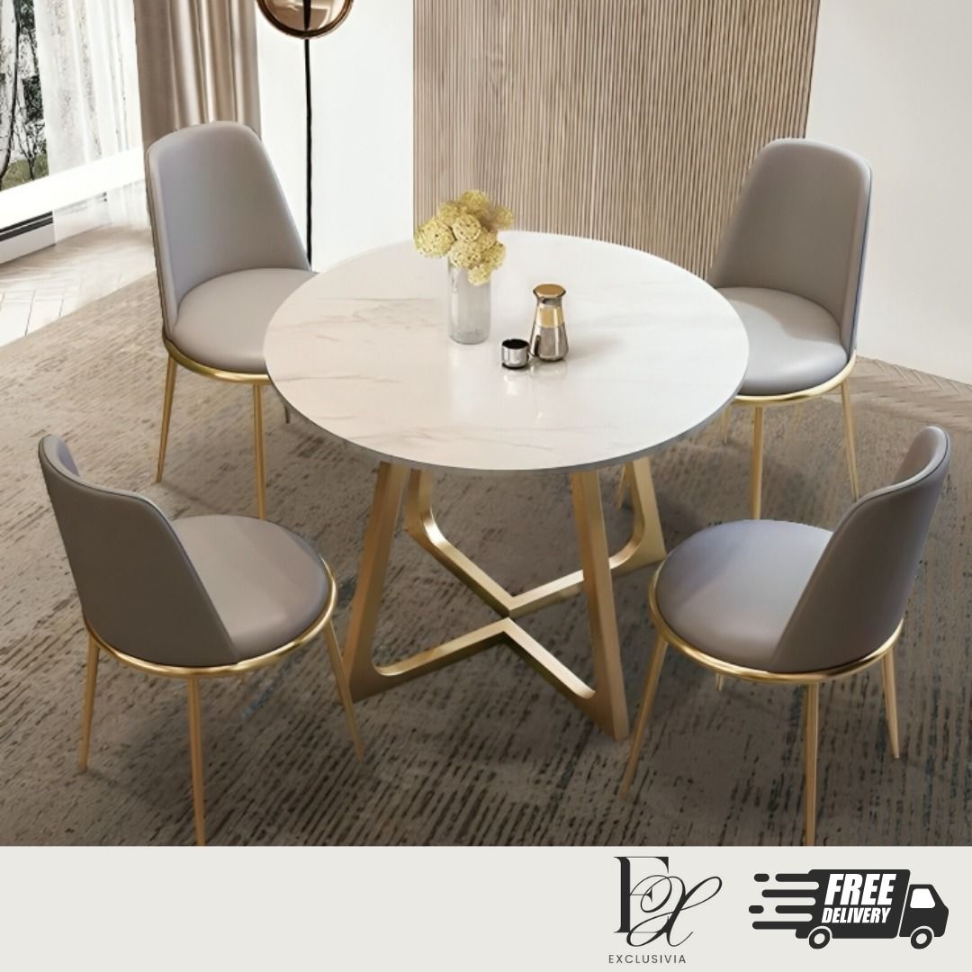 LUGNA Modern Round Marble Dining Table - Exclusivia