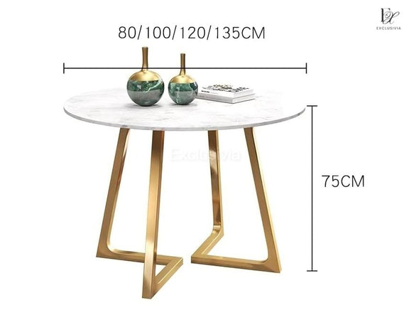 LUGNA Modern Round Marble Dining Table - Exclusivia