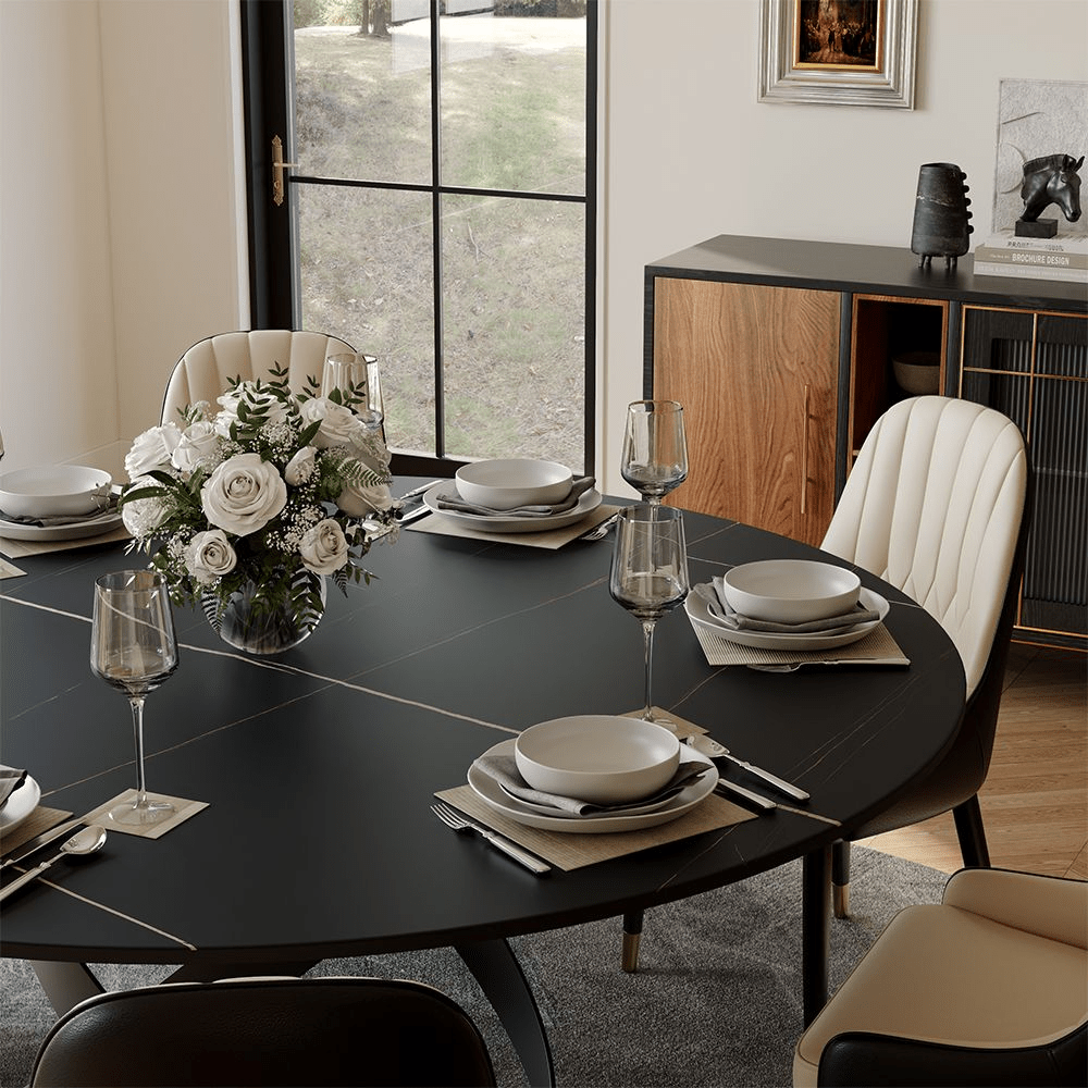 Lumera Sphere Gloss Sintered Stone Dining Table - Exclusivia