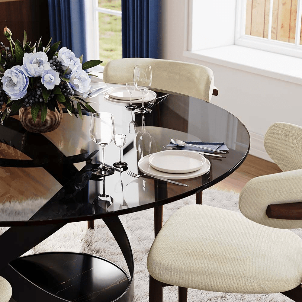 Lumera Sphere Gloss Sintered Stone Dining Table - Exclusivia