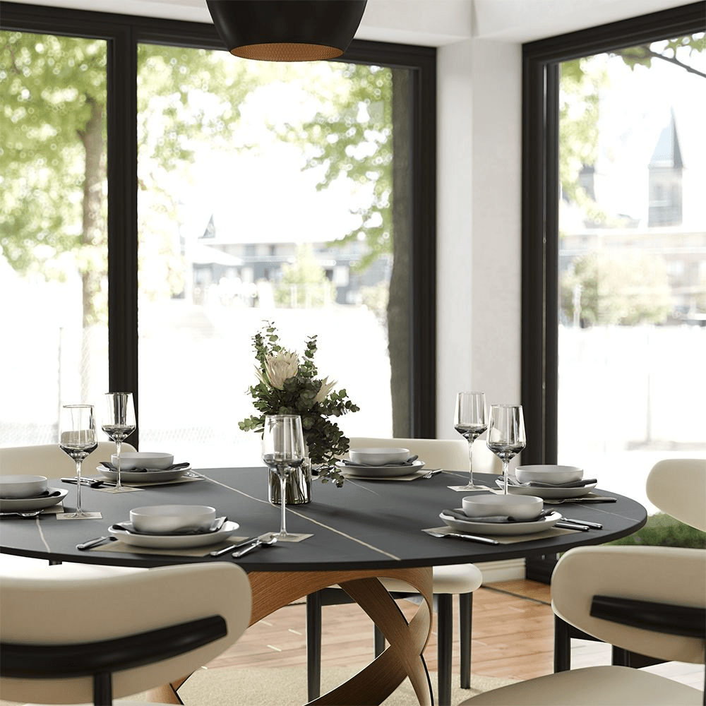 Lumera Sphere Gloss Sintered Stone Dining Table - Exclusivia