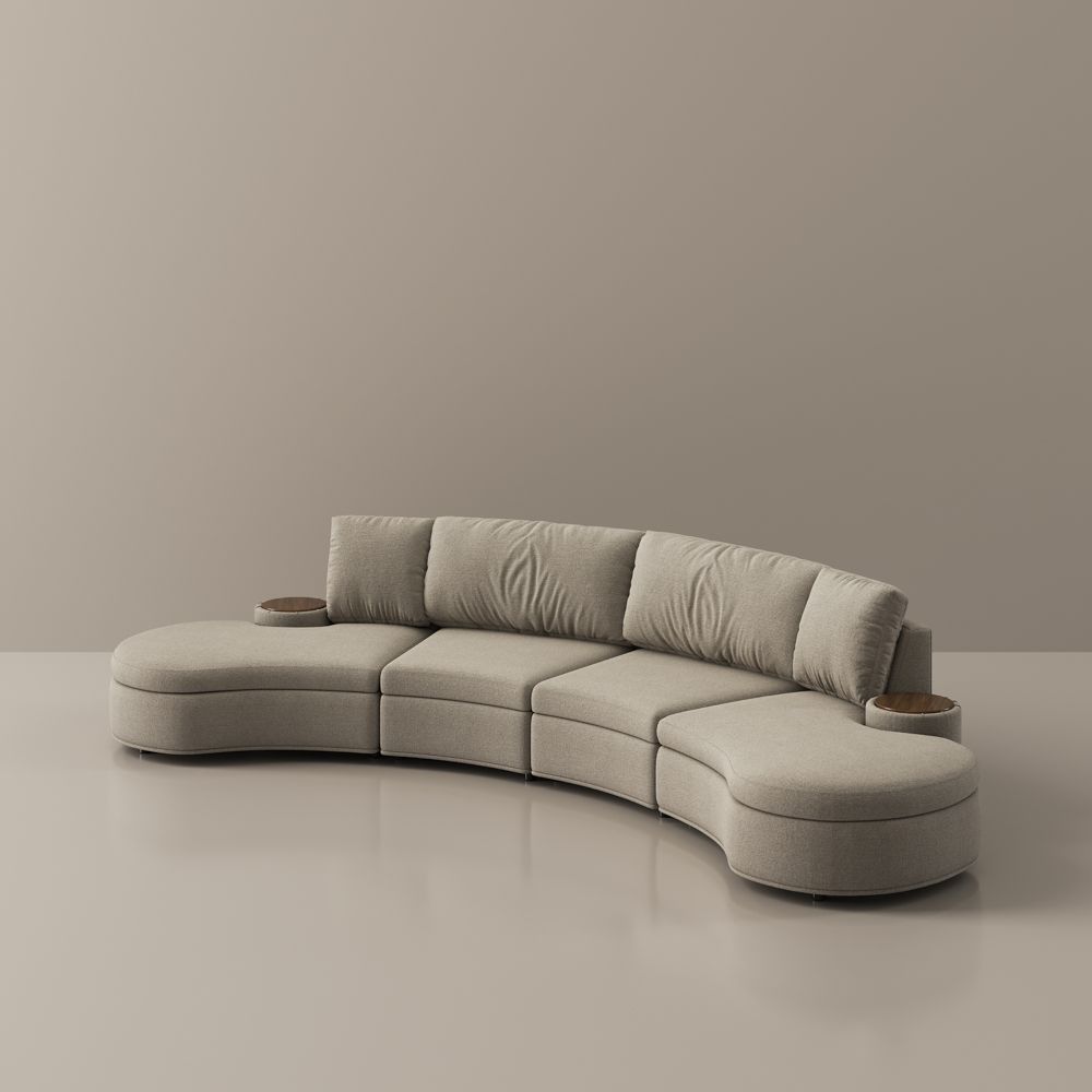 LunaCurve 3 - 4 Seater Modern Armless Sofa - Exclusivia