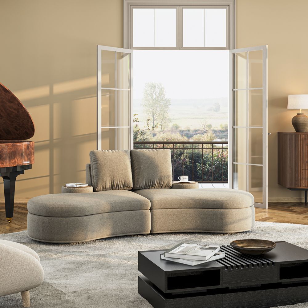 LunaCurve 3 - 4 Seater Modern Armless Sofa - Exclusivia