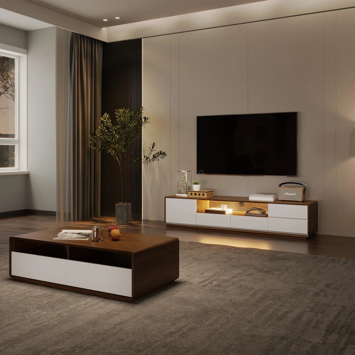 Lunaris 200 cm LED Media Console - Exclusivia