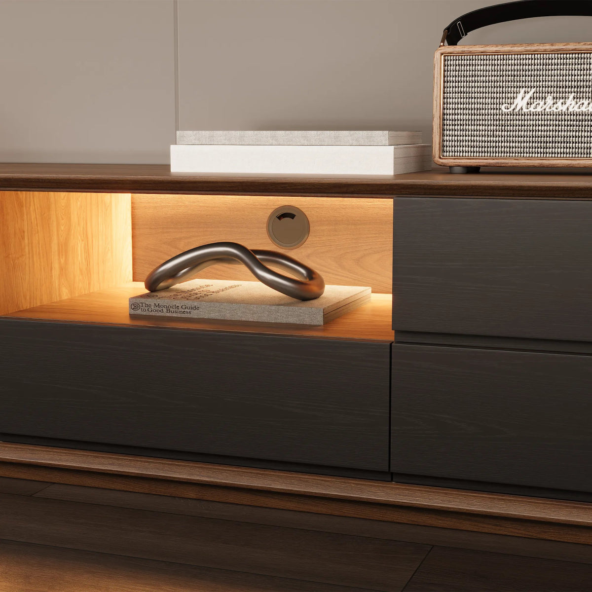 Lunaris 200 cm LED Media Console - Exclusivia