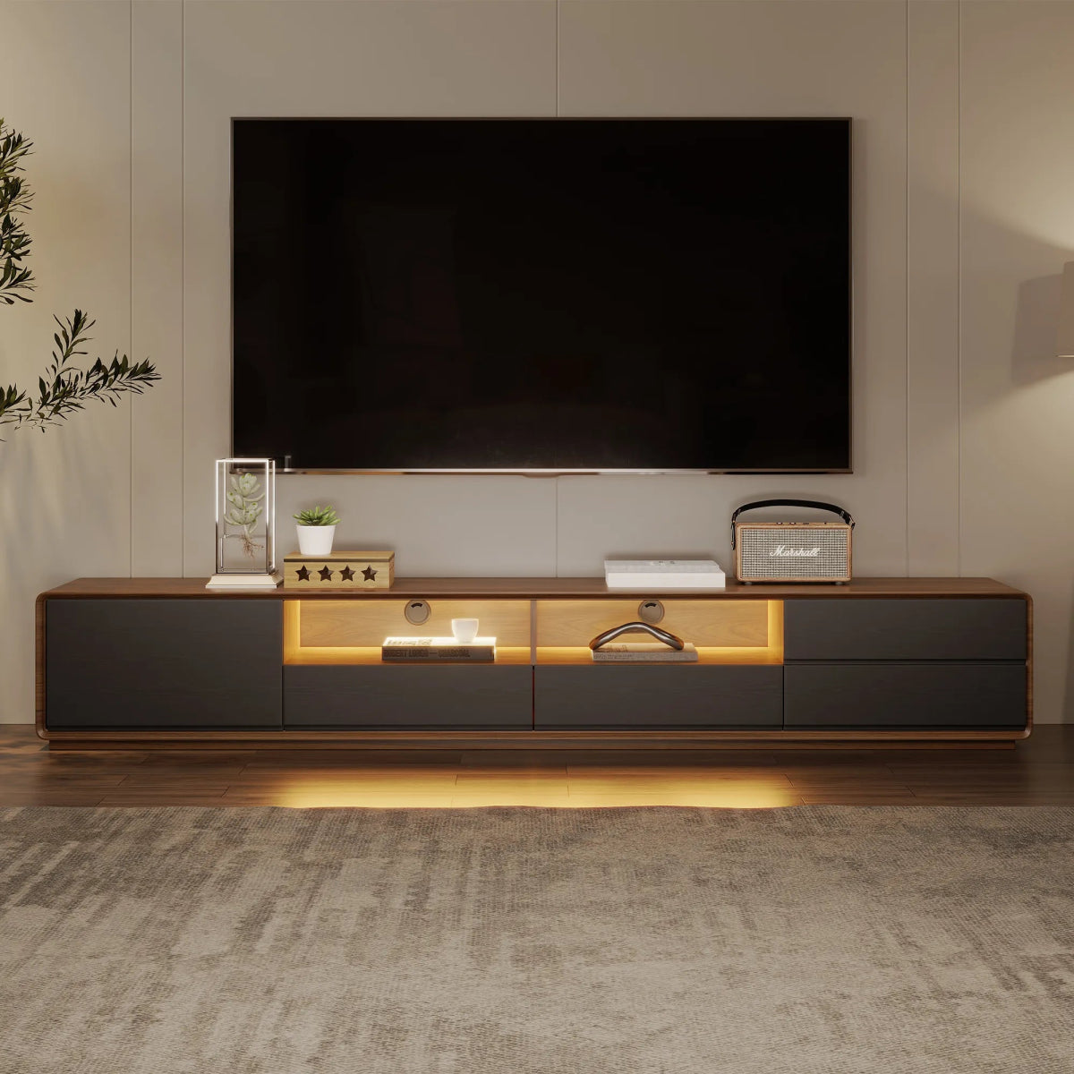 Lunaris 200 cm LED Media Console - Exclusivia