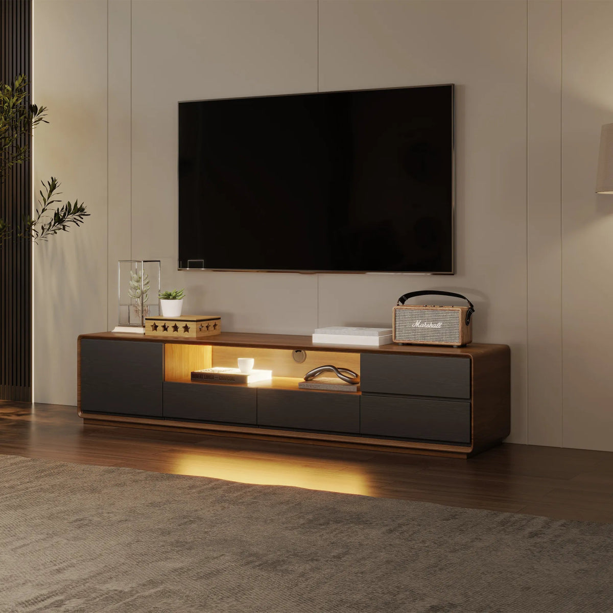 Lunaris 200 cm LED Media Console - Exclusivia