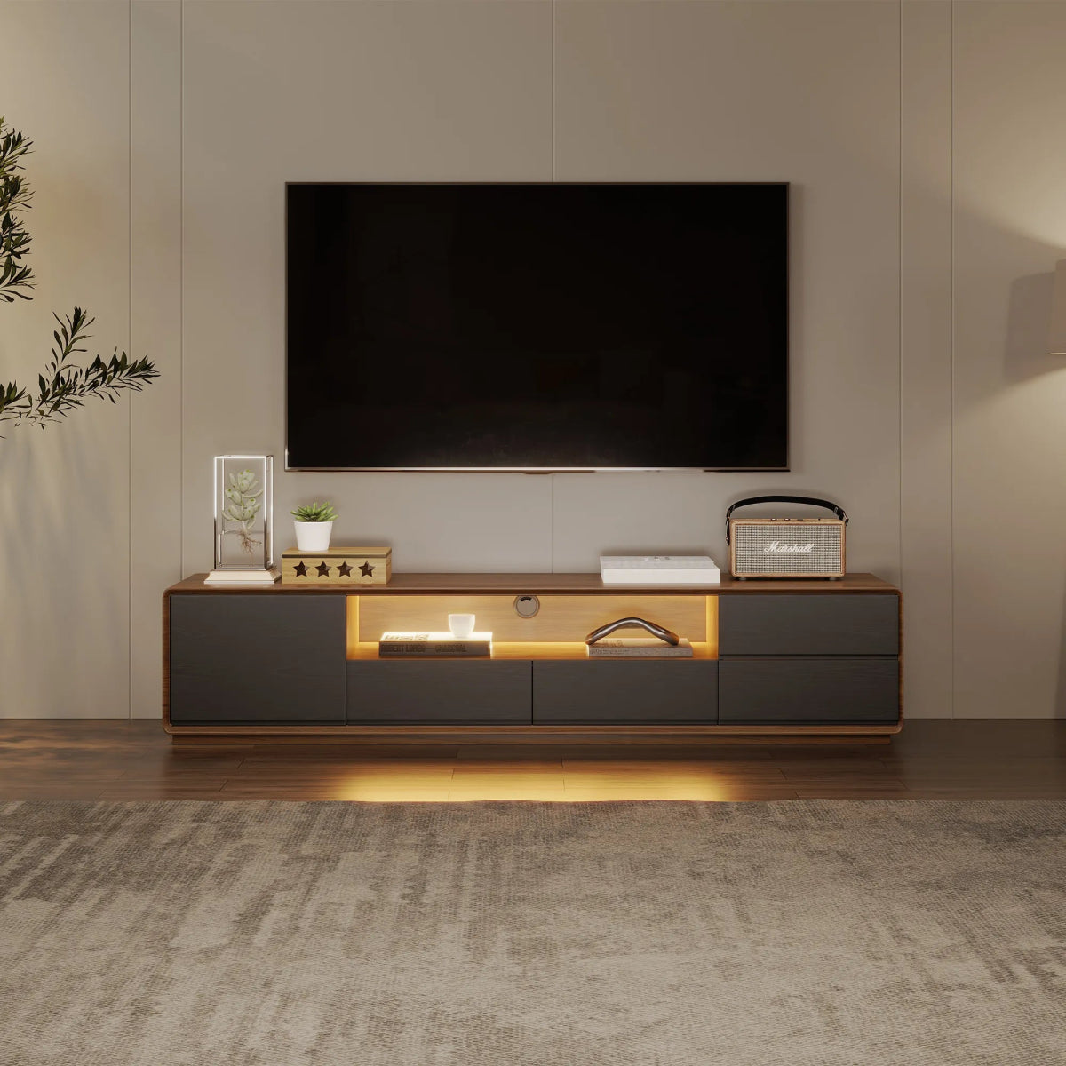 Lunaris 200 cm LED Media Console - Exclusivia