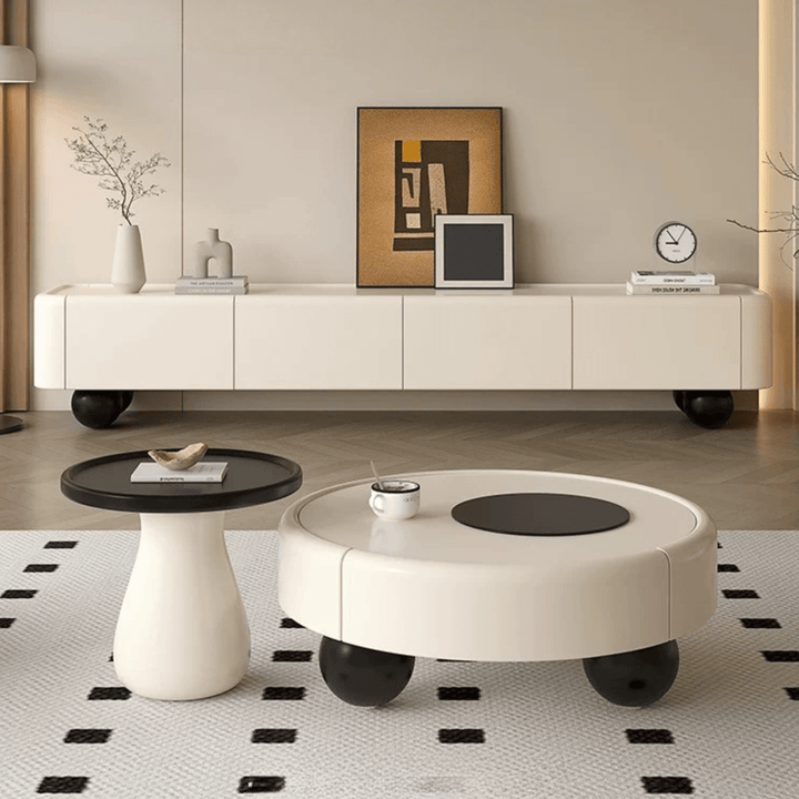 MAISON Cream Retro TV Console & Coffee Table Set - Exclusivia