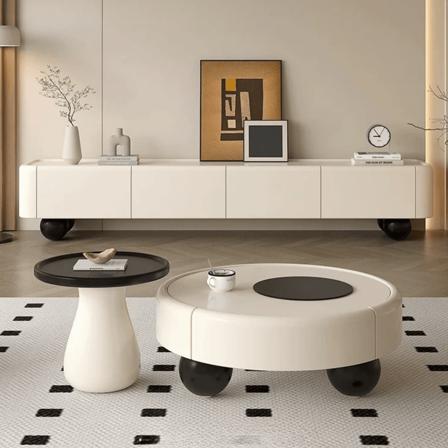 MAISON Cream Retro TV Console & Coffee Table Set - Exclusivia