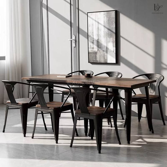 MATTA Industrial Solid Wood Dining Table - Exclusivia