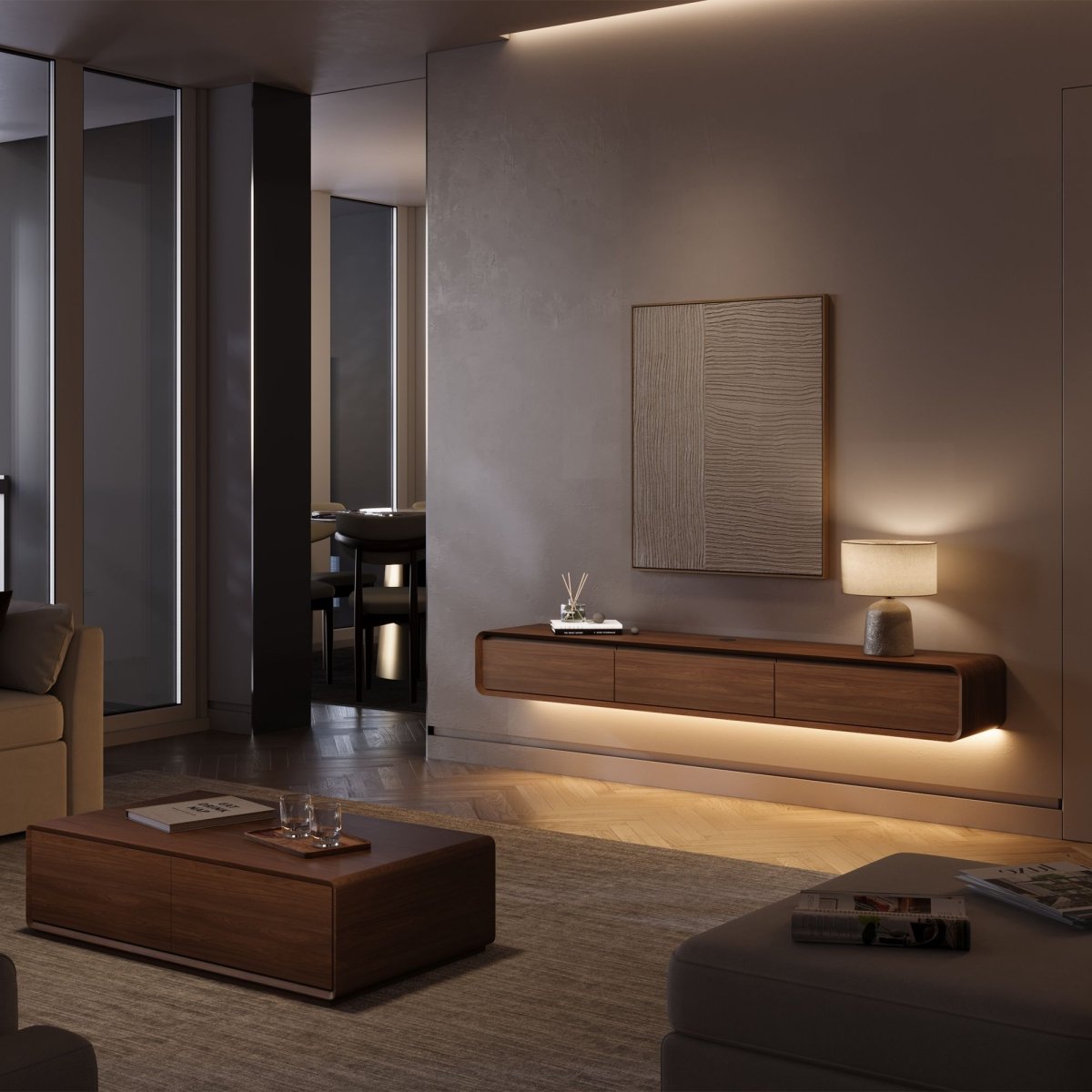 Merrin Minimalist Floating TV Stand - Exclusivia