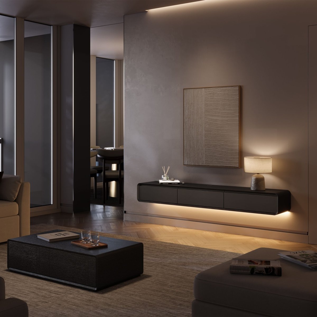 Merrin Minimalist Floating TV Stand - Exclusivia