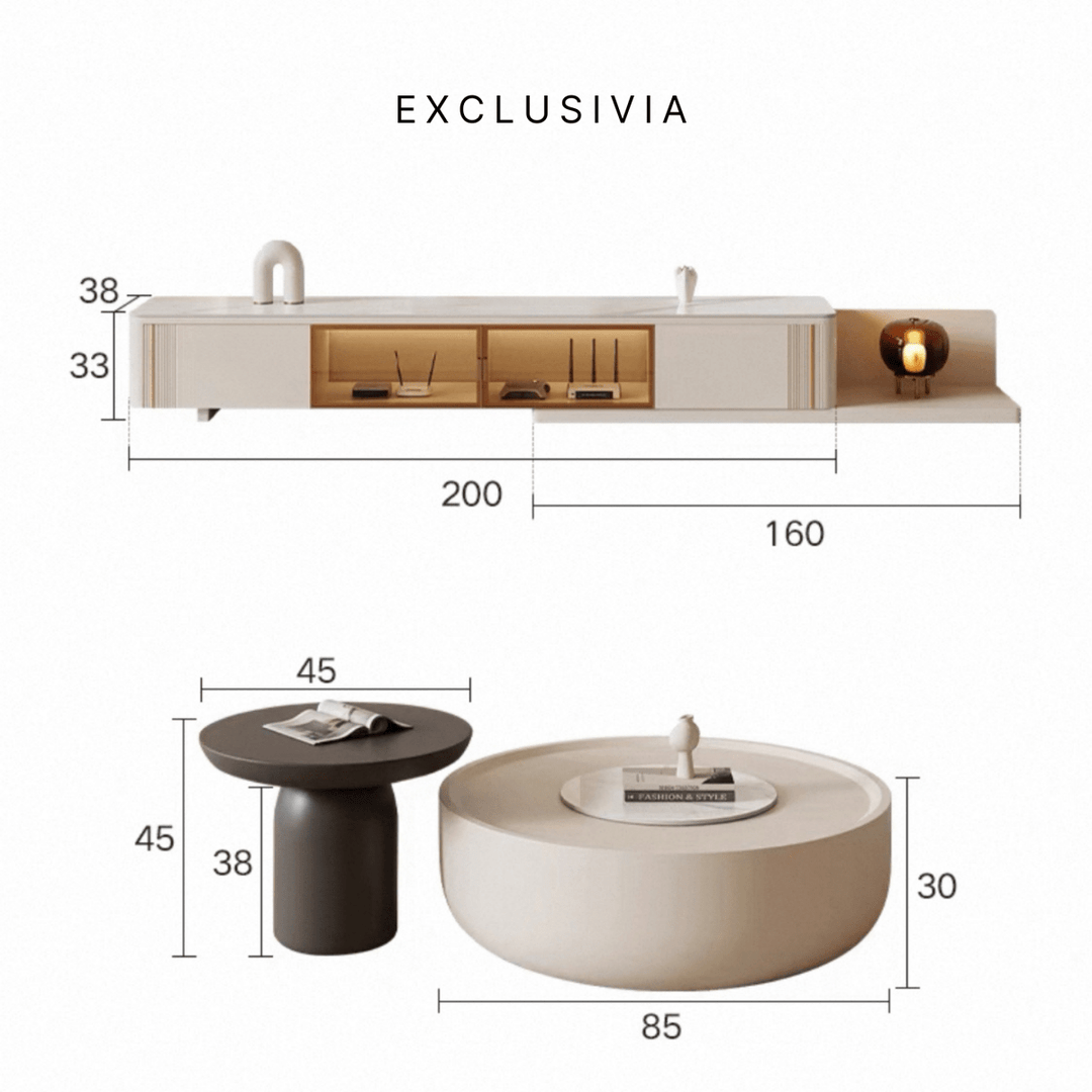 MILANO Extendable TV Console & Coffee Table Set - Exclusivia