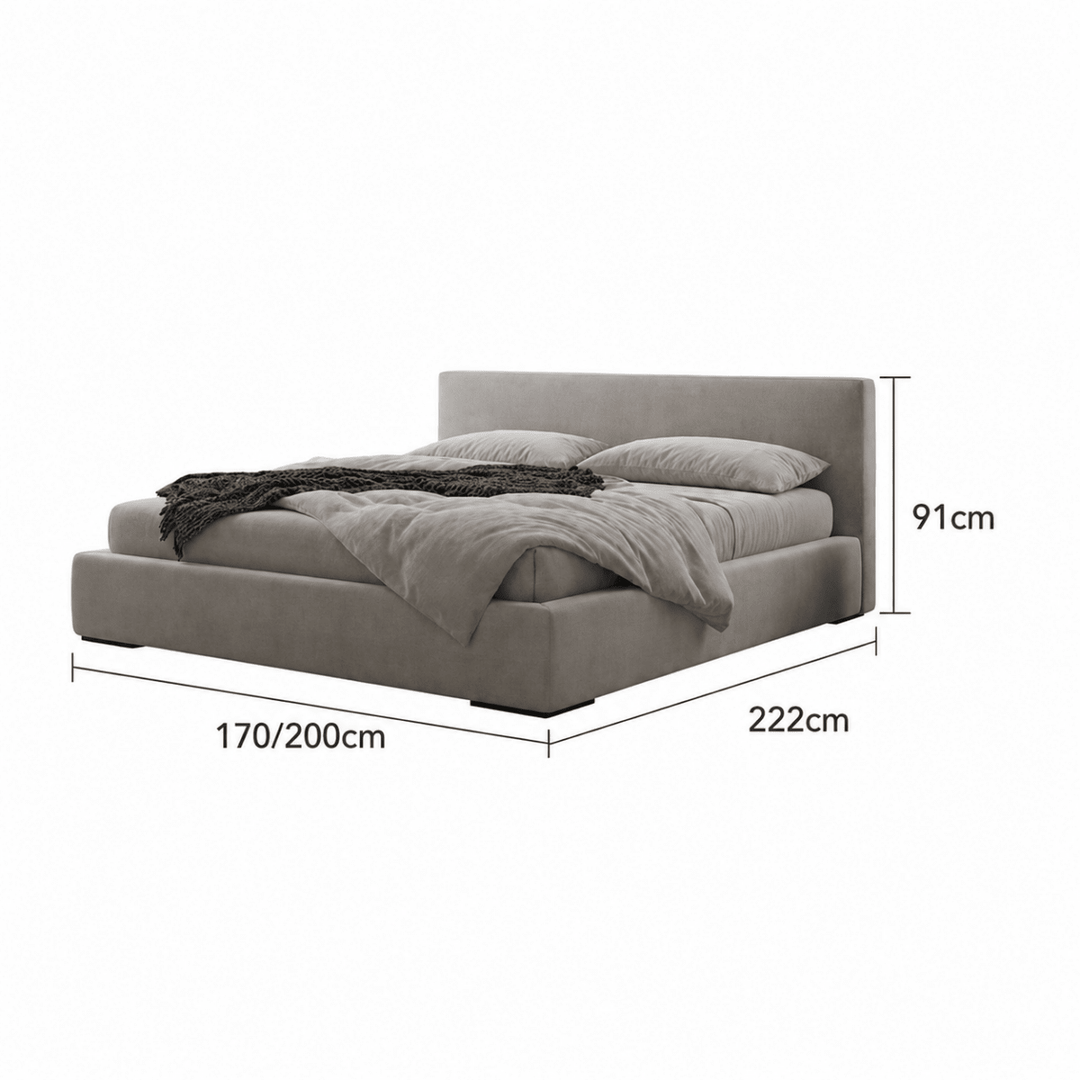 Mira Modern Boucle Fabric Bedframe - Exclusivia