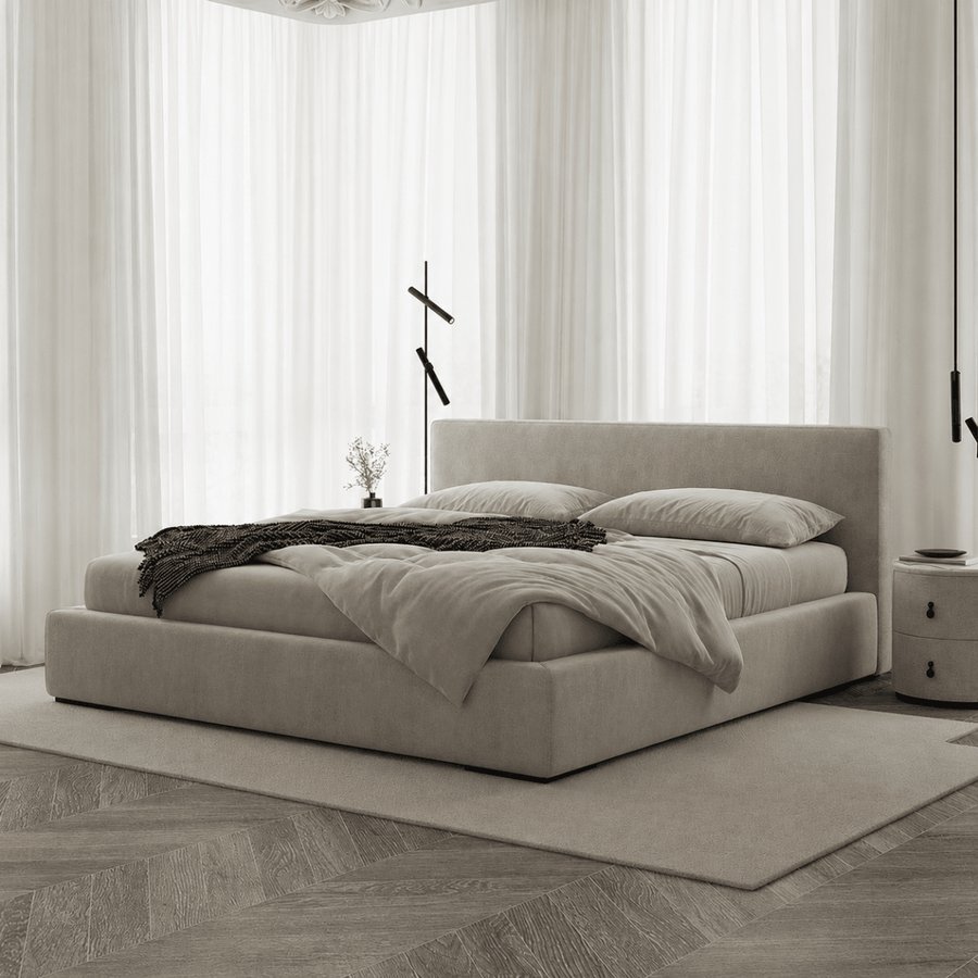 Mira Modern Boucle Fabric Bedframe - Exclusivia