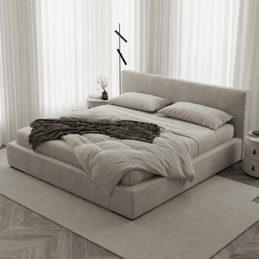 Mira Modern Boucle Fabric Bedframe - Exclusivia