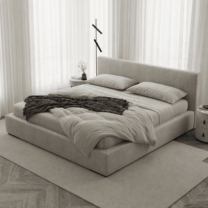 Mira Modern Boucle Fabric Bedframe - Exclusivia