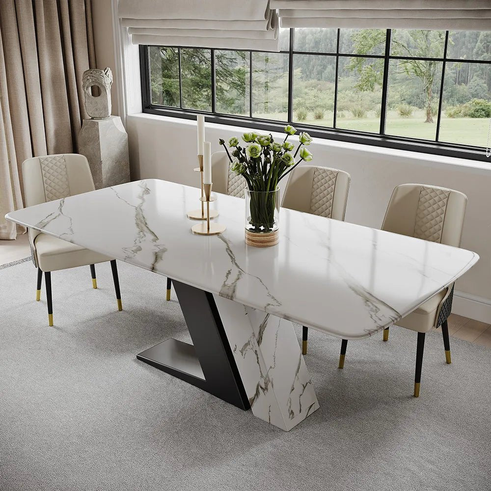 Modern Luxury White Sintered Stone Dining Table - Exclusivia