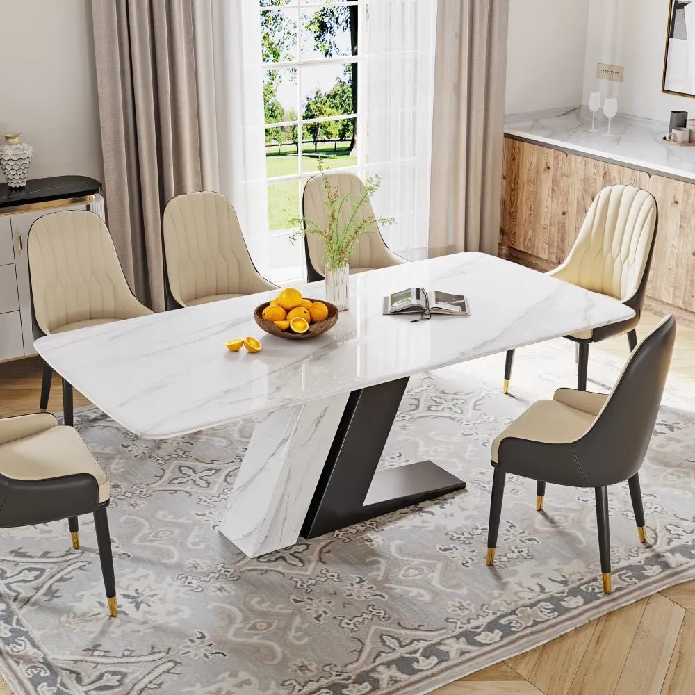 Modern Luxury White Sintered Stone Dining Table - Exclusivia