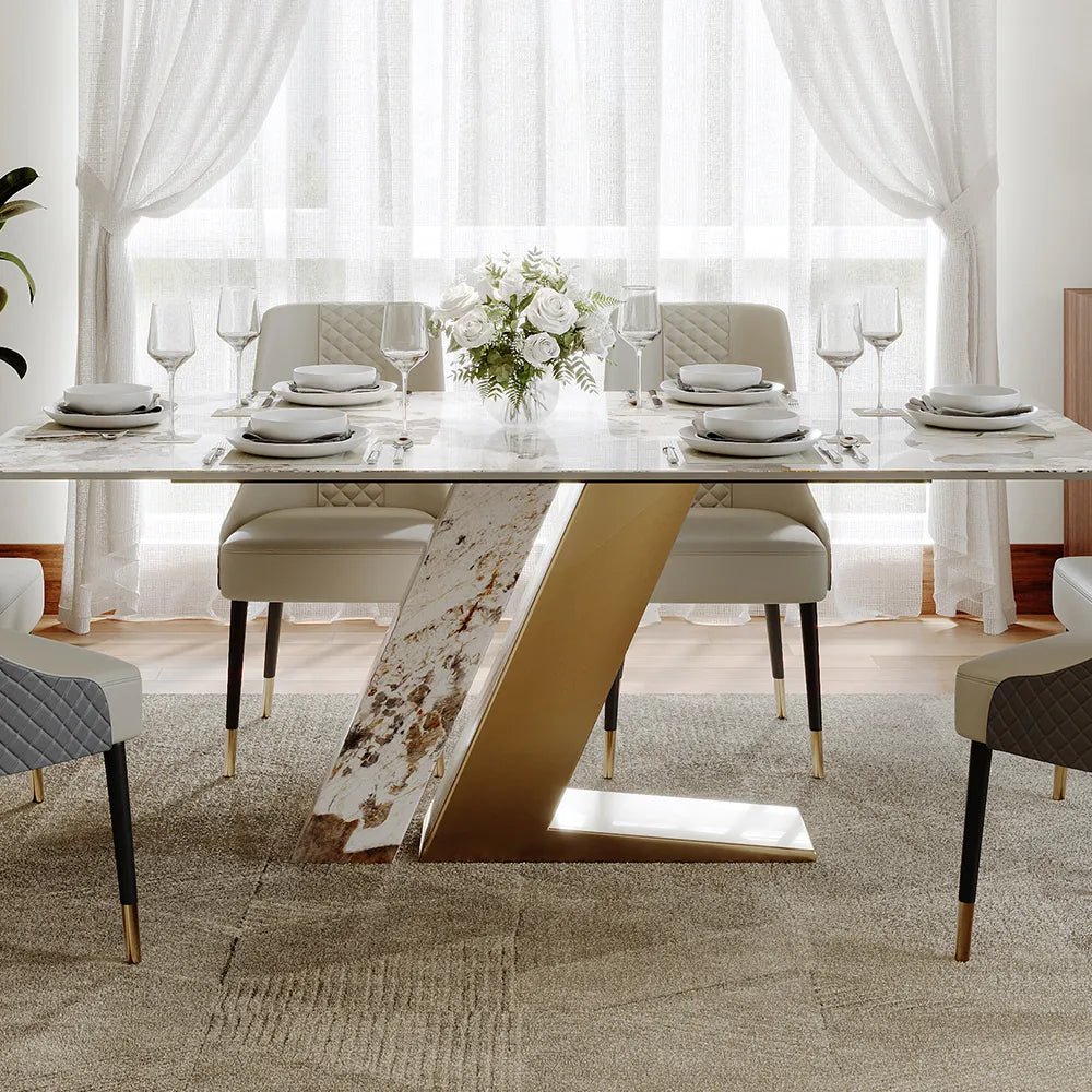 Modern Luxury White Sintered Stone Dining Table - Exclusivia